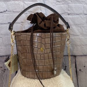 “PRATESI” King Croc Range Italian Calf Leather Bucket Handbag…Small/Medium